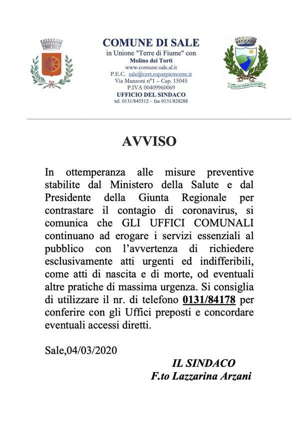 AVVISO SINDACO